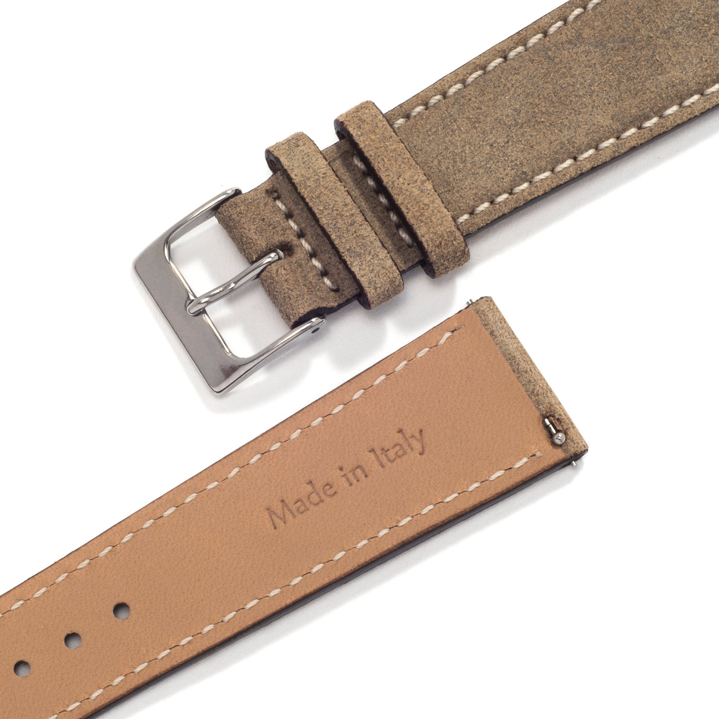 Everest UNIVERSAL TAUPE LEATHER WATCH STRAP front and back