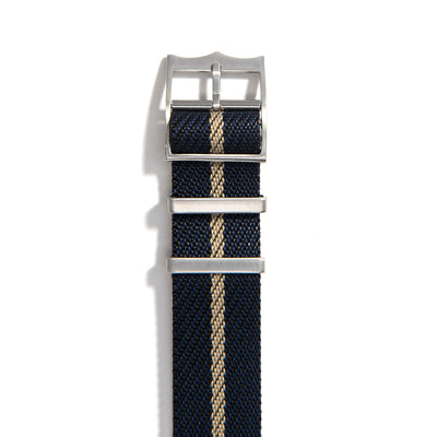 Everest Navy & Gold NATO-Style Single Pass Nylon Watch Band Buckle