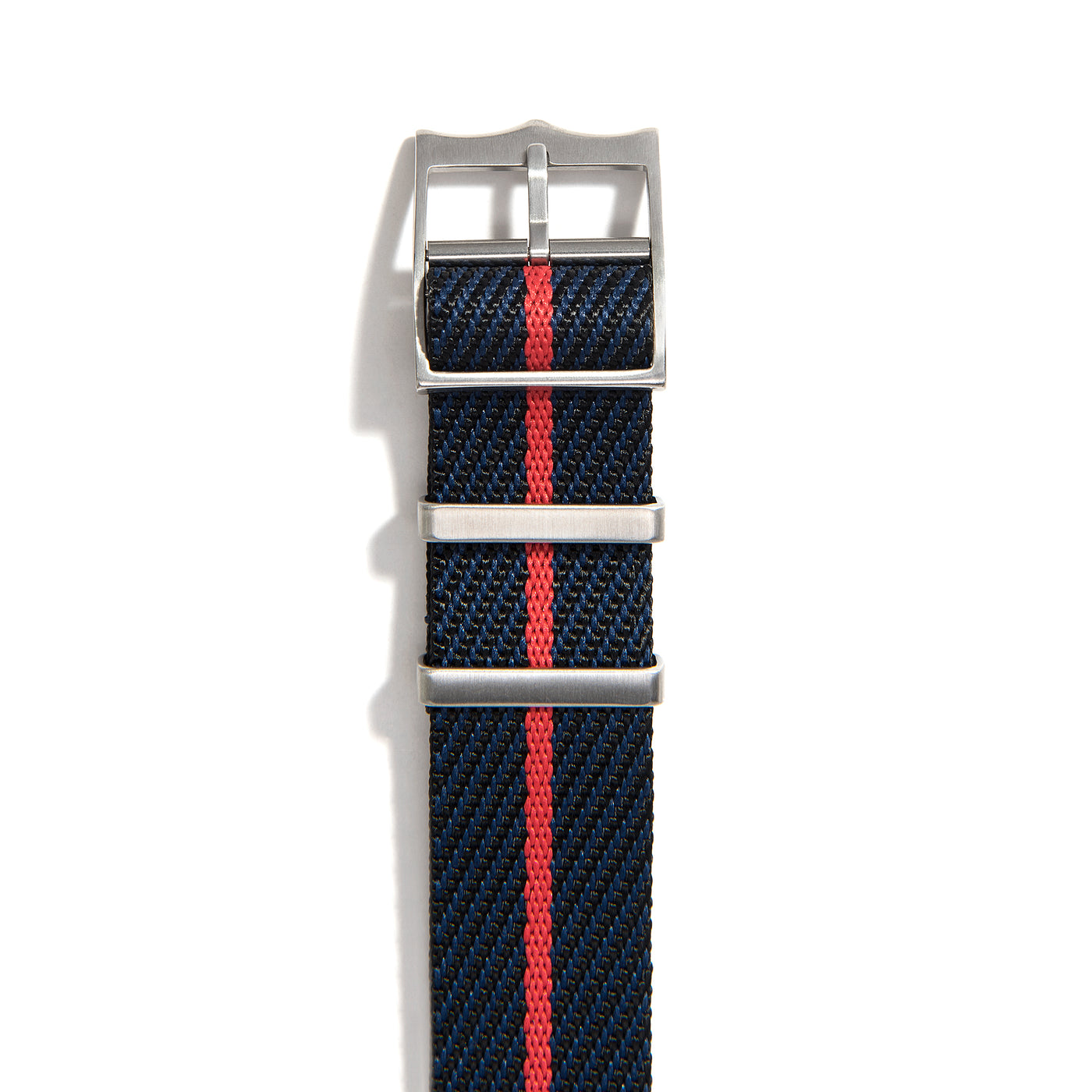 Everest Navy & Red NATO-Style Single Pass Nylon Watch Band Buckle