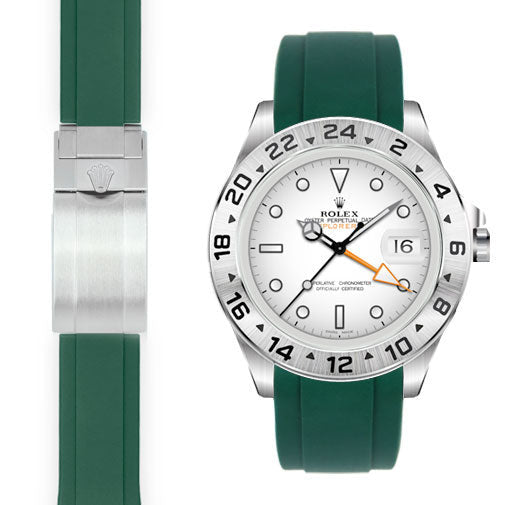 Curved End Rubber Strap for Rolex Explorer II 42mm Deployant