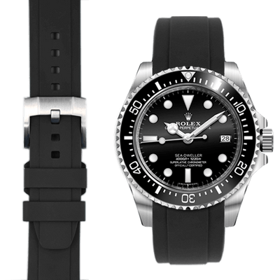 Curved End Rubber Strap for Rolex Sea Dweller 4000 Everest Bands