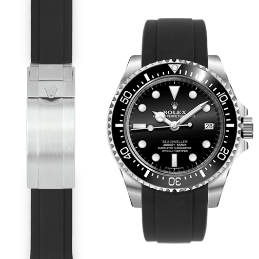 Rolex Sea Dweller black rubber watch strap