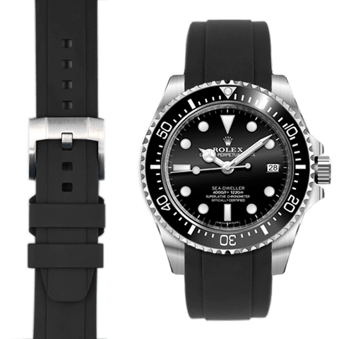 Curved End Rubber Strap for Rolex Sea-Dweller 4000 with Tang