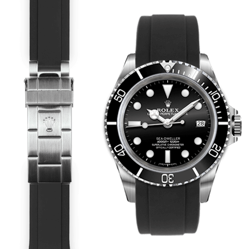 Curved End Rubber Strap for Rolex Sea-Dweller Watch | Everest Bands