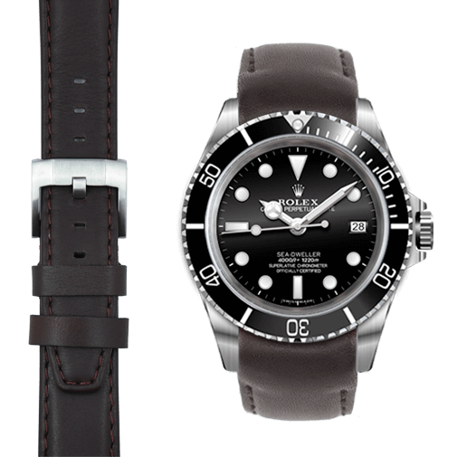 Curved End Leather Strap for Rolex Sea-Dweller Watch | Everest Bands