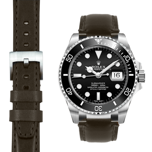 Steel End Link Leather Strap for Rolex Submariner Ceramic | Everest Steel End Link Leather Strap for Rolex Submariner Ceramic | Everest