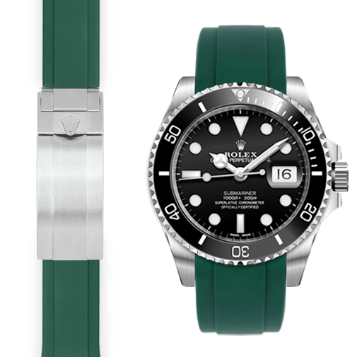 Curved End Rubber Strap for Rolex Submariner Ceramic Watch