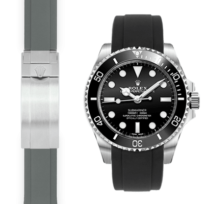 Curved End Rubber Strap for Rolex Sub Ceramic No Date Deployant