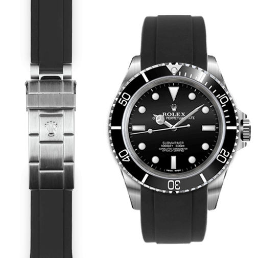 Curved End Rubber Strap for Rolex Submariner No-Date Watch