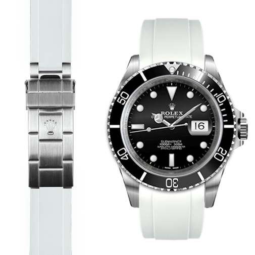 Rolex Submariner white rubber watch strap