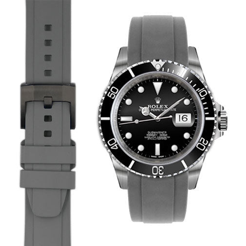 Curved End Rubber Strap for Rolex Submariner with Tang Buckle