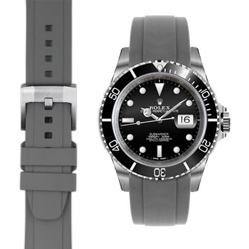 Curved End Rubber Strap for Rolex Submariner with Tang Buckle