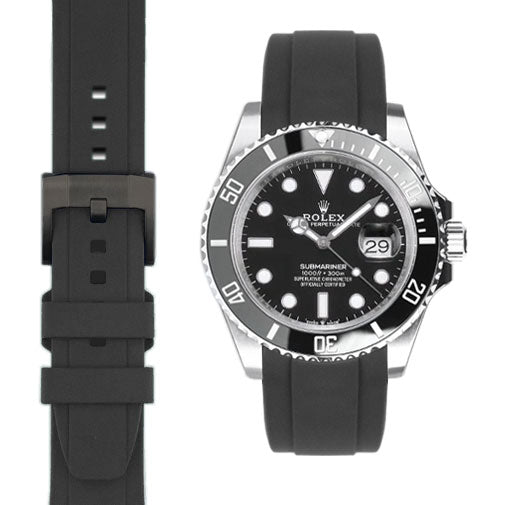 Rolex サブマリーナ Everest エベレスト ラバーバンド ブラック Curved End Rubber Strap For The Submariner 41 | Everest Bands