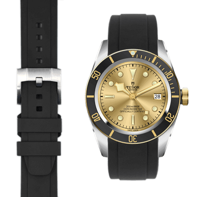 Black Rubber Strap for Tudor Black Bay Steel & Black Bay Steel & Gold