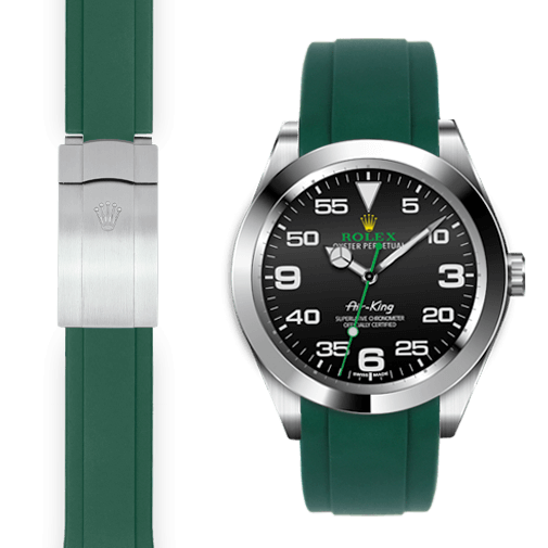 Rolex Air King Green rubber deployant watch strap