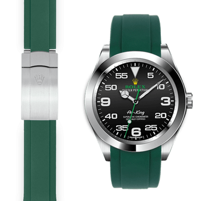 Rolex Air King Green rubber deployant watch strap