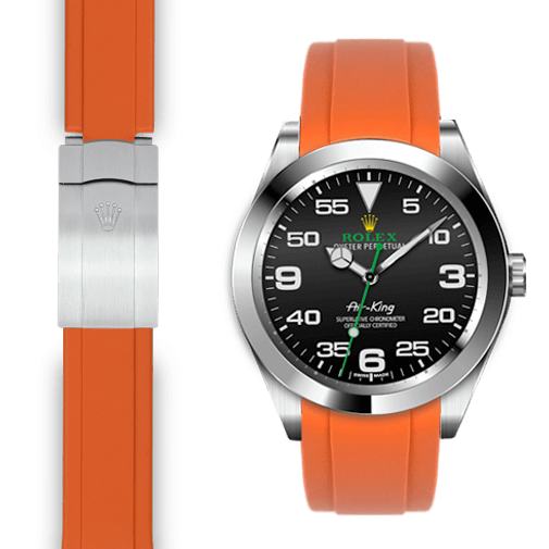 Rolex Air King Orange rubber deployant watch strap