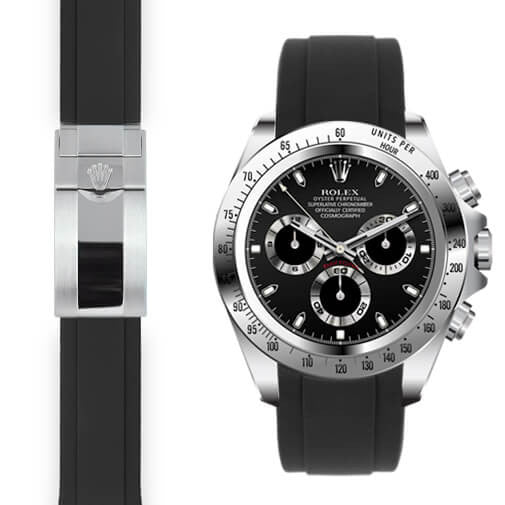 Rolex Daytona black rubber deployant watch strap