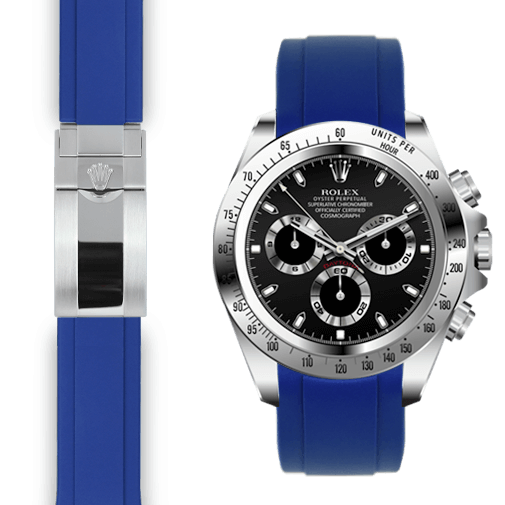 Rolex Daytona blue rubber deployant watch strap