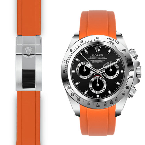 Rolex Daytona orange rubber deployant watch strap
