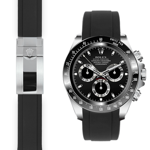 Curved End Rubber Strap for Rolex Ceramic Daytona Deployant