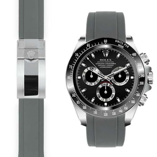 Rolex Daytona grey rubber deployant watch band