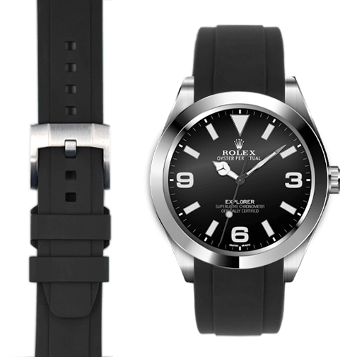 Black Rubber / Silver Buckle / Standard