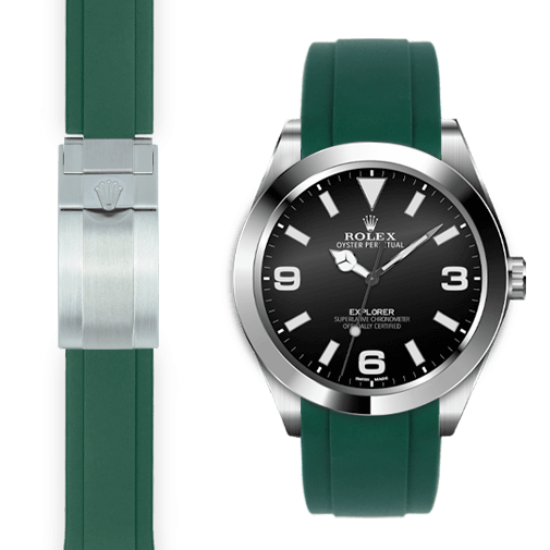 Rolex Explorer green rubber deployant watch strap