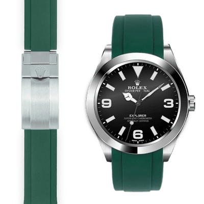 Rolex Explorer green rubber deployant watch strap