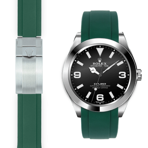 Curved End Rubber Strap for Rolex Explorer I Watch Everest Bands
