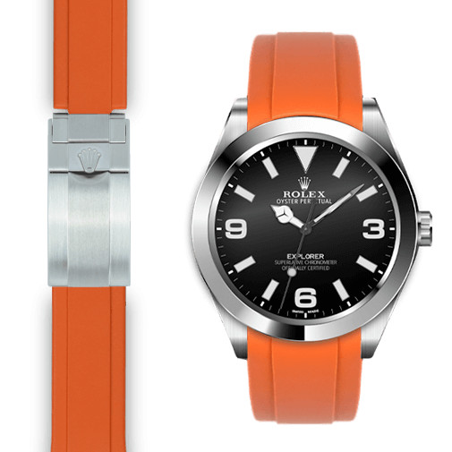 Orange Rubber Strap Explorer Orange Hand Curved End Rubber Strap