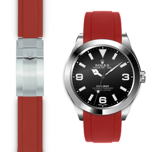 Rolex Explorer Red rubber deployant watch strap