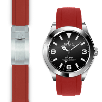 Rolex Explorer Red rubber deployant watch strap