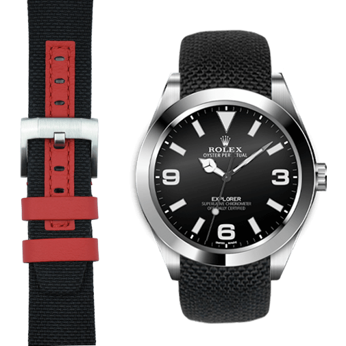 Black Nylon with Red Accent / Silver Buckle