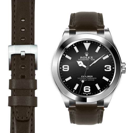 Steel End Link Leather Strap for Rolex Explorer Watch Steel End Link Leather Strap for Rolex Explorer Watch