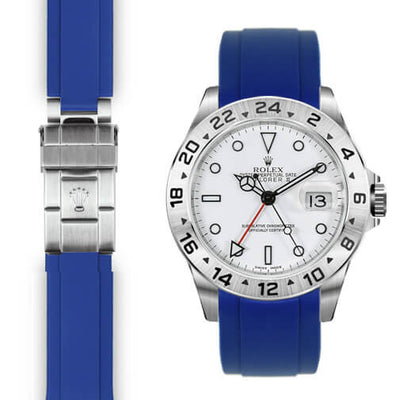 Rolex Explorer II blue rubber deployant watch strap