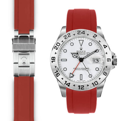 Rolex Explorer II red rubber deployant watch strap