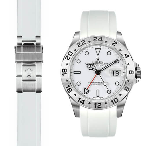 Rolex Explorer II white rubber deployant watch strap