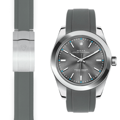 Curved End Rubber Strap for Rolex Oyster Perpetual 39mm Watch