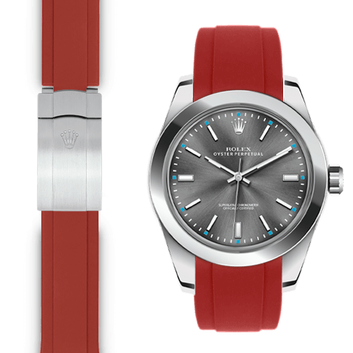 Rolex Oyster perpetual red rubber deployant strap