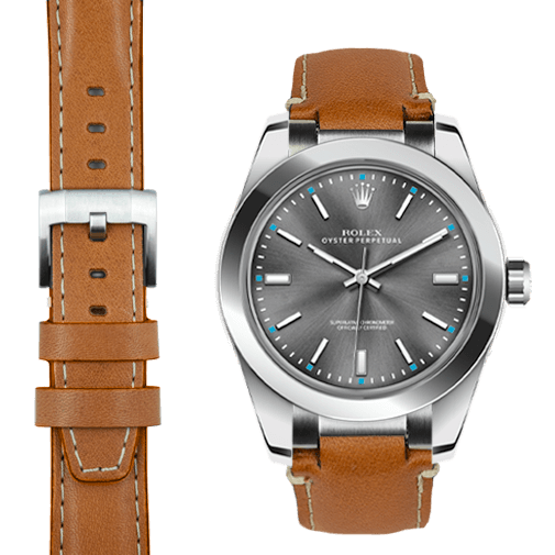 Braloba AG SA Everest Bands Steel End Link Leather Watch Band for Rolex Explorer II with Tang Buckle Black Leather