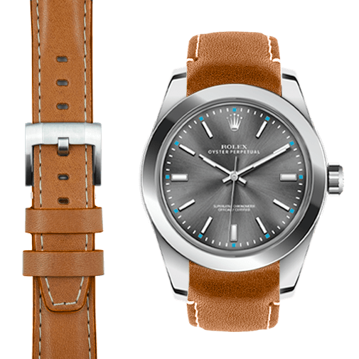Braloba AG SA Everest Bands Curved End Leather Strap for Rolex Daytona with Tang Buckle Tan Leather
