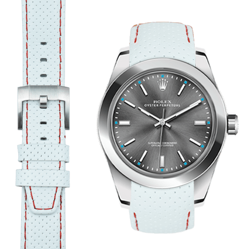 完璧すぎるが故三度も Curved End Leather Racing Strap for Rolex Oyster Perpetual スマホアクセサリー