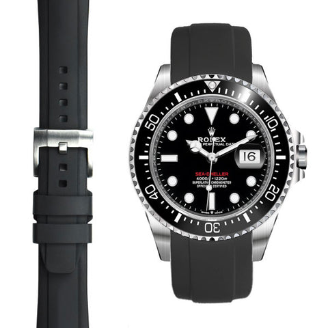 Curved End Rubber Strap for Rolex Sea-Dweller 43mm with Tang