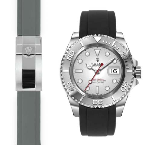 Curved End Rubber Strap for Rolex Yacht Master Watch Everest Bands