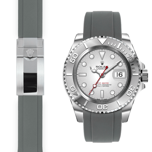 Rolex Yacht Master grey rubber deployant watch strap